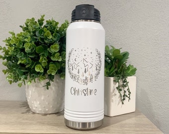 Hiking Water Bottle Bachelorette, Outdoorsy Gift For Her, Camping Water Bottle With Mountain, Hiking Gift For Women ,32oz Engraved Bottle