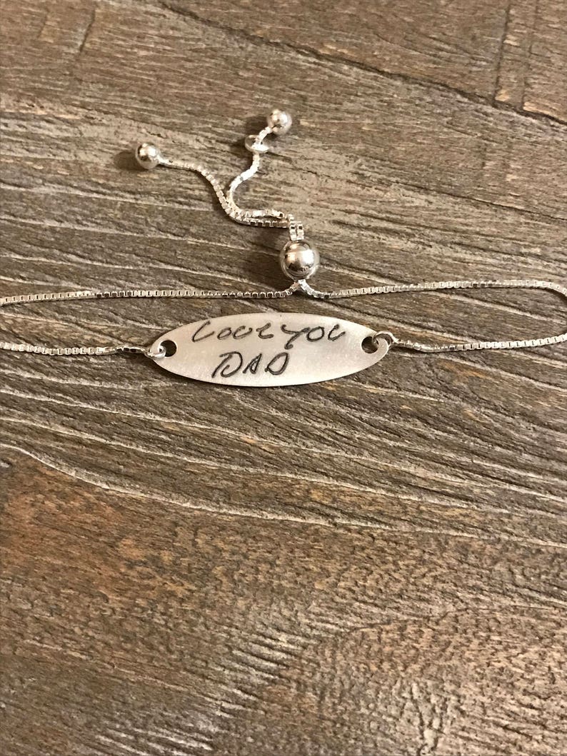 Handwriting Bracelet Handwritten Bracelet Silver Engraved Etsy