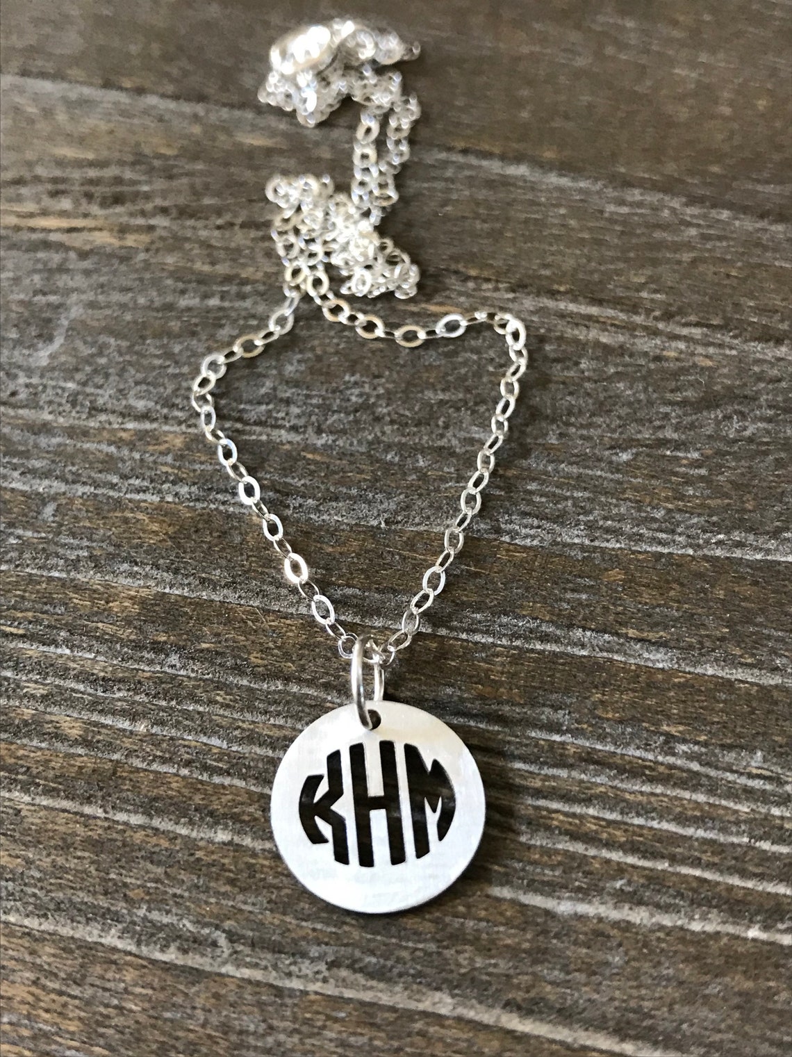 Monogram Necklace Silver Monogram Necklace Custom Monogram Etsy
