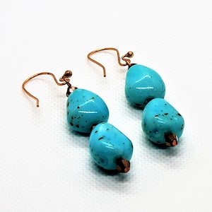 Imitation Turquoise Earrings. Real Copper earwire.