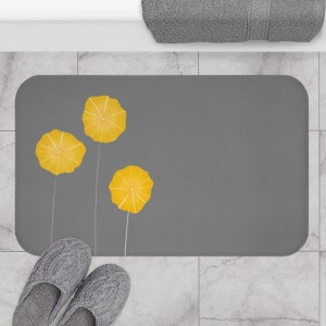 Yellow Flowers bath mat wild floral minimalist bath mats bathroom decor shower accessories wildflower designer gray farmhouse Modern Set