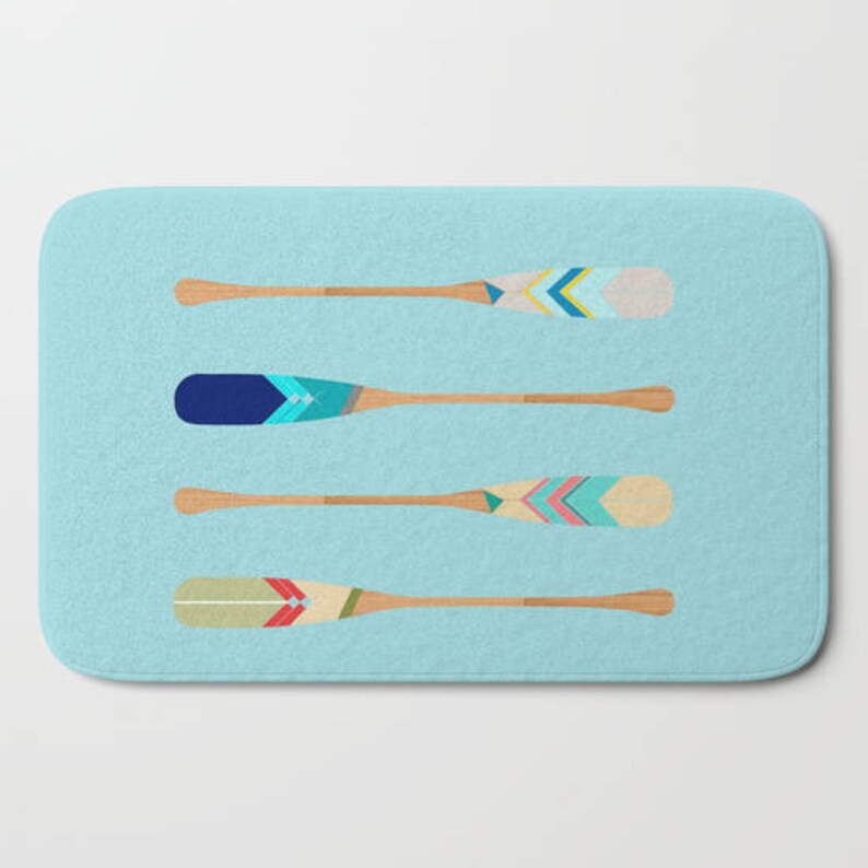 Oars Bath Mat Nautical Personalized 17x24 21x34 Coastal Decor Boat Lake