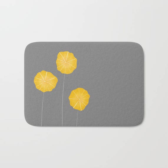 Yellow Flowers Bath Mat Wild Floral Minimalist Bath Mats Etsy