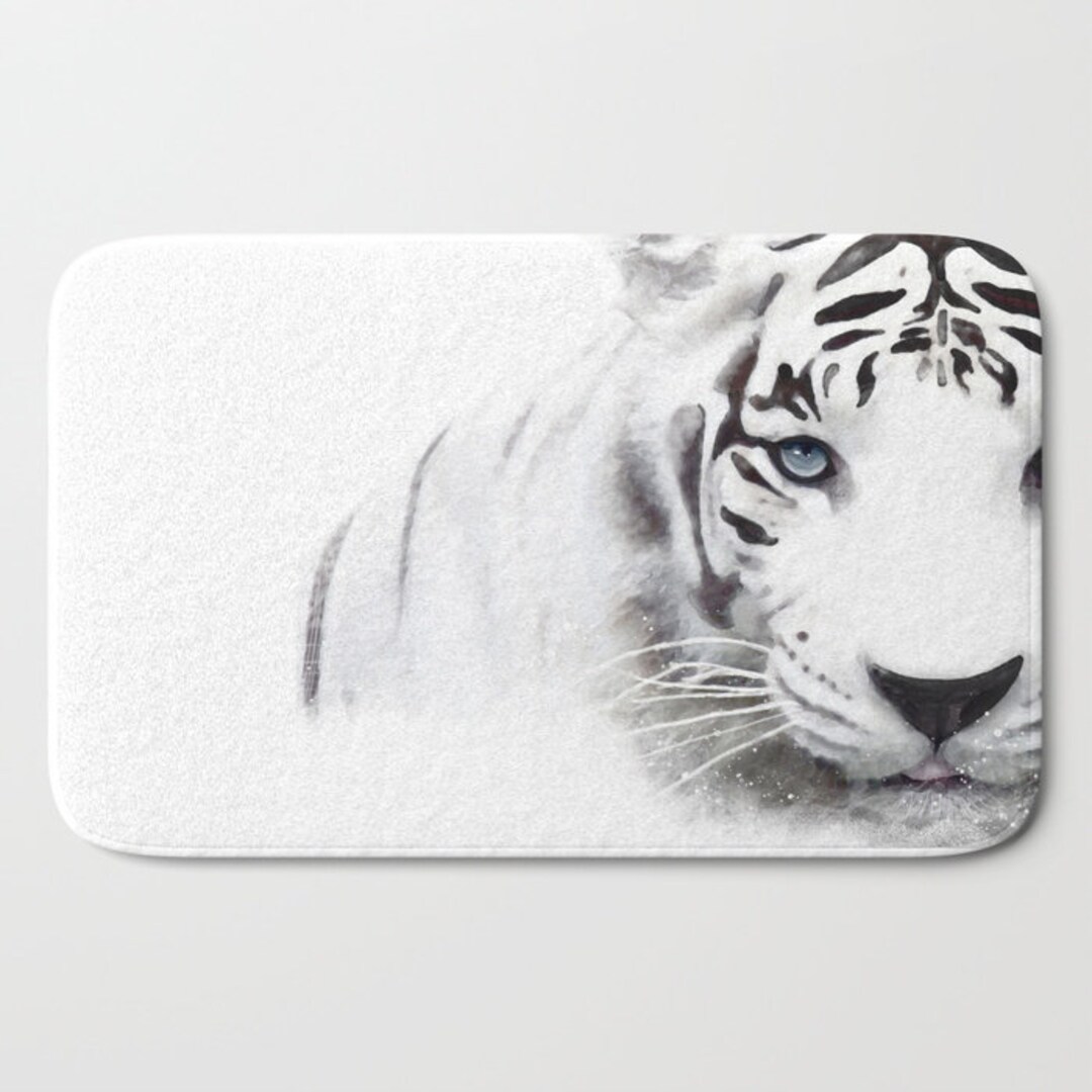 White Tiger Bath Mat Personalized 17x24 21x34 Etsy