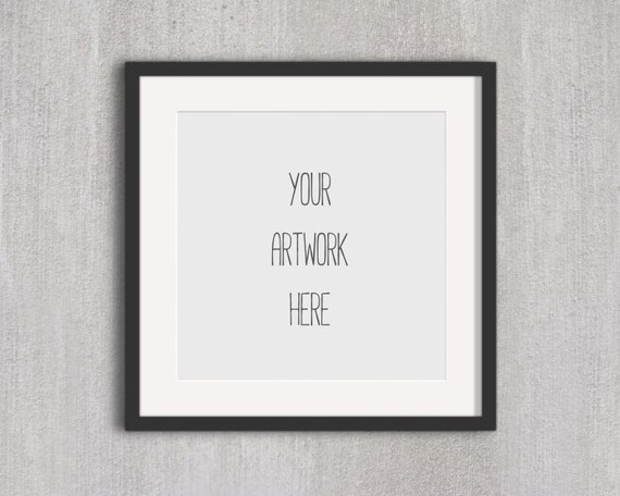 Square Frame Mockup Black Frame Mockup Grey Wall White Square Frame Mockup Black Frame Mockup Grey Wall White