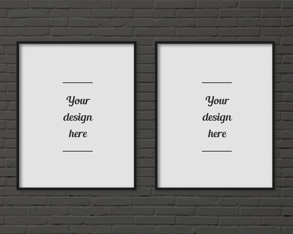 Double Frame Mockup Dark Background Black Background Brick Two