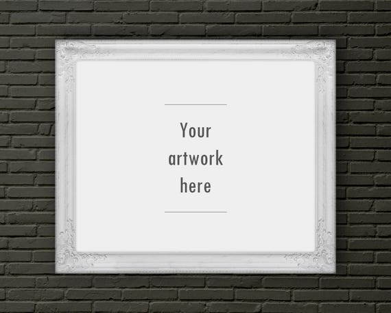 Dark Brick Room Mockup Horizontal Frame White Frame Digital Dark Brick Room Mockup Horizontal Frame White Frame Digital