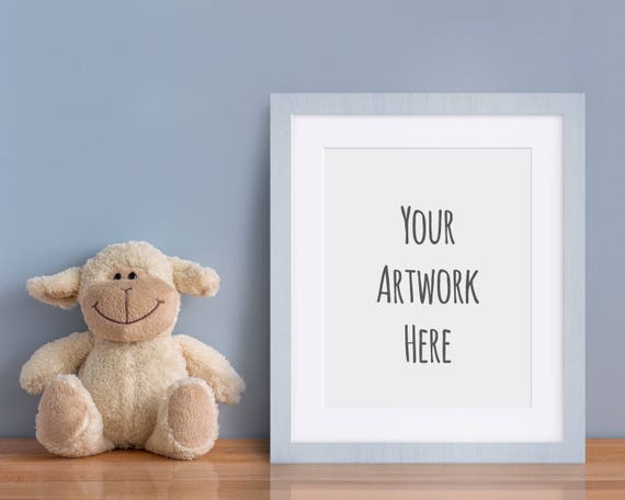 Nursery Mockup Pastel Blue Frame Mockup Digital Frame Nursery
