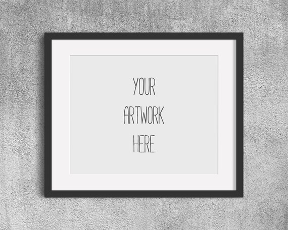 Landscape Frame Mockup Textured Wall Horizontal Frame Mockup Grey