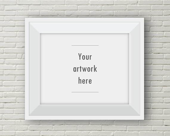 White Frame Mockup Horizontal Frame White Brick Background Horizontal