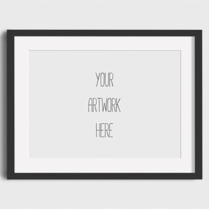 May include: A black picture frame with a white mat. The text "YOUR ARTWORK HERE" is printed in the center of the mat.