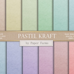 Papel digital kraft pastel, papel de scrapbook kraft pastel, texturas de papel, planos de fundo, bebê, azul, rosa, verde, pálido, DOWNLOAD INSTANTÂNEO