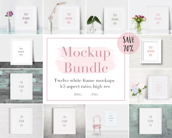 Frame Mockup Bundle White Frame Mockup 8 X 10 Simple Etsy