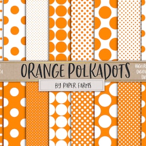 Digitalt papper med cirklar, små cirklar, stora cirklar, orange, scrapbookingpapper, små prickar, stora prickar, mönster, prickar, DIGITAL NEDLADDNING