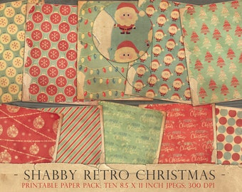 Vintage Christmas, junk journal, 8.5 x 11, printable, shabby christmas, digital paper, scrapbook paper, vintage Santa, digital, DOWNLOAD