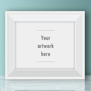May include: A white picture frame with a white mat and a white background. The text "Your artwork here" is printed in the center of the frame.