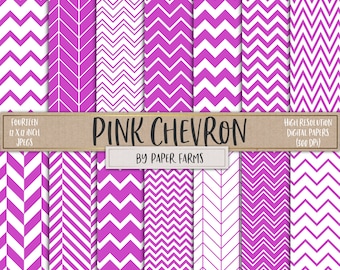 Pink chevron digital paper, pink chevron scrapbook paper, pink chevron patterns, pink chevron backgrounds, printable, cerise, DOWNLOAD