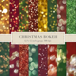 Christmas bokeh digital paper, Christmas bokeh backgrounds, scrapbook paper, red, green , gold, bokeh, glitter, lights, twinkle, DOWNLOAD
