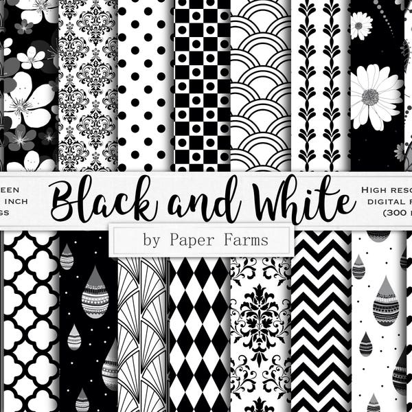 Black white digital paper, black white scrapbook paper, black white backgrounds, black white digital patterns, black and white, geometric