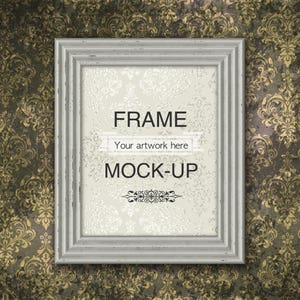 Antique frame mockup, grunge frame mockup, 4:5 aspect ratio, damask wallpaper, gothic, old frame mockup, antique room, instant download