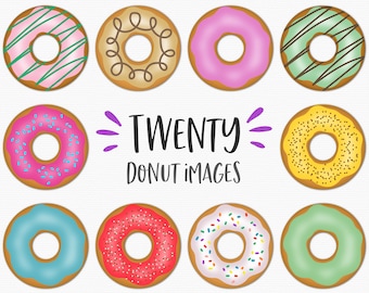 Donut clipart, whimsical donuts, decorated donuts, images, clipart, clip art, sprinkles, baking, pastry, illustrations, printable, DOWNLOAD
