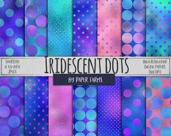 Iridescent, Iridescence, dots, polkadots, circles, foil, digital paper, scrapbook paper, textures, backgrounds, teal, pink, blue, DOWNLOAD