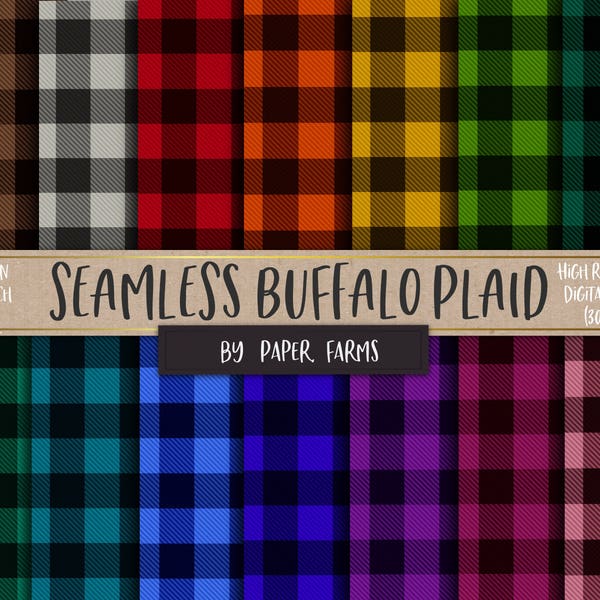 Seamless buffalo plaid, buffalo plaid, digital paper, scrapbook paper, backgrounds, plaid, gingham, repeat patterns, red, tartan, DOWNLOAD
