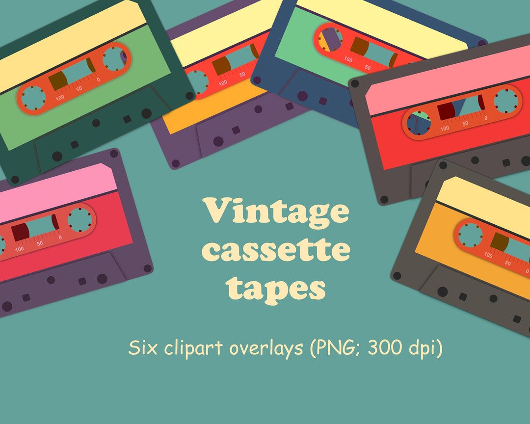 Vintage Tape Clipart, Cassette Tape Clipart, Retro Cassette, Disco