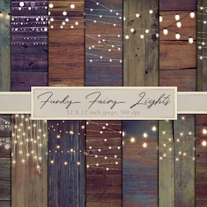 Fairy lights wood, string lights, digital paper, scrapbook paper, rustic, vintage, colorful, wood, lights, background, funky, aged, DOWNLOAD