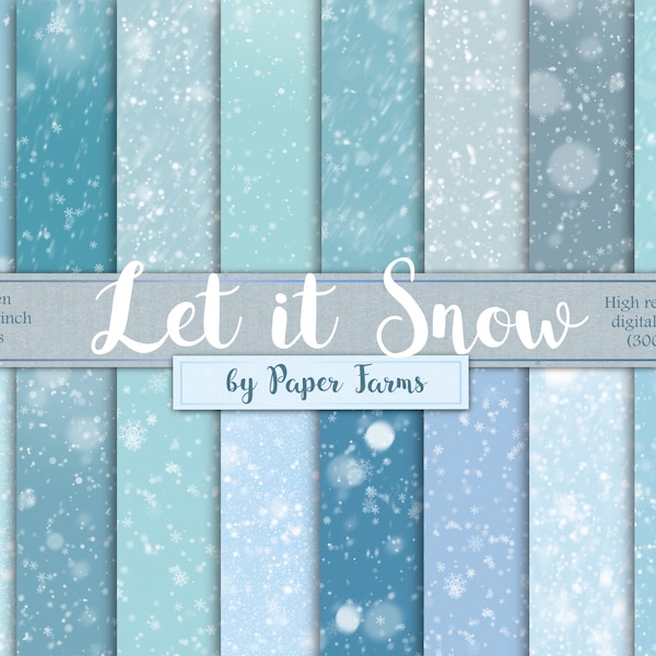 Snow digital paper, snow scrapbook paper, falling snow, ice, winter digital paper, winter scrapbook paper, winter background, blue, DOWNLOAD