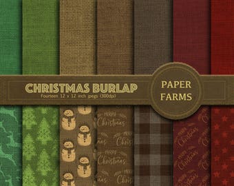 Christmas burlap digital paper, linen, rustic,christmas burlap scrapbooking paper, christmas linen digital paper, rustic christmas, DOWNLOAD