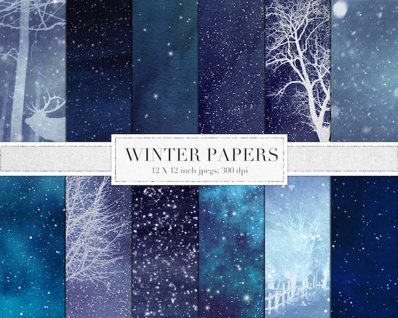 Winter Digital Paper, Winter Scrapbook Paper, Snow, Winter