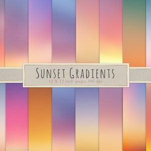 Gradienti del tramonto, ombre ombre, carta digitale, carta scrapbook, scrapbooking, sfondi, digitale, ombre, cielo, sole, DOWNLOAD