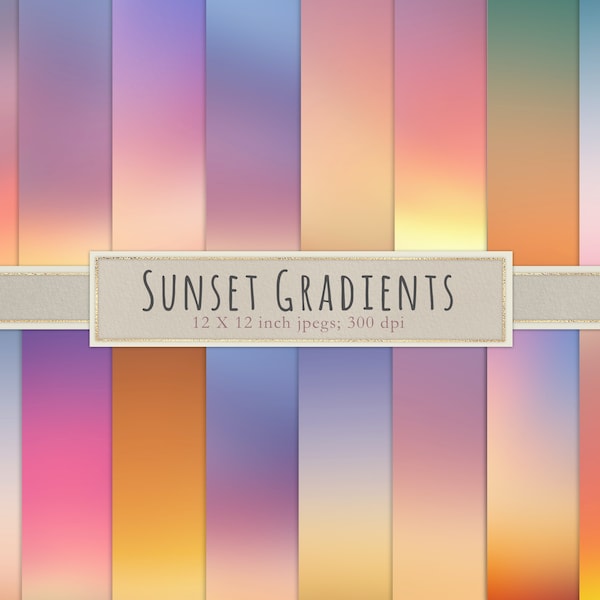 Sunset gradients, sunset ombre, ombre sunset, digital paper, scrapbook paper, scrapbooking, backgrounds, digital, ombre, sky, sun, DOWNLOAD