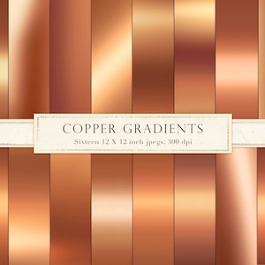 Gradientes de cobre, gradientes metálicos, papel digital, planos de fundo, folha de cobre, cobre, metal, papel para scrapbook, laranja, marrom, DOWNLOAD