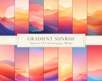 Gradient sunrise digital paper, scrapbook paper, sunset digital paper, sunrise digital paper, sunrise gradient, sunset gradient, DOWNLOAD
