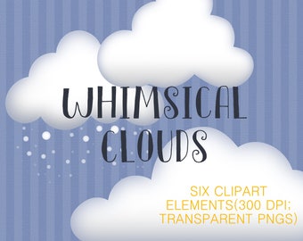 Clouds clipart, snow clouds, rain clouds, whimsical, stylized, cloud, clouds, illustrations, clip art, clipart, overlay, scrapbook, DOWNLOAD