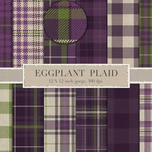 Aubergine kariert, dunkel, lila, grün, kariert, digitales Papier, echt, realistisch, Scrapbookpapier, strukturiert, Tartan, Vichykaro, printable, DOWNLOAD