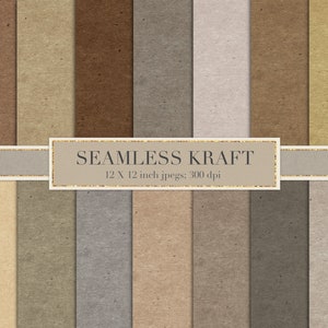 Papel kraft sem costura, papel texturizado, azulejável, neutro, papel digital, texturas, papel para scrapbook, planos de fundo, artesanato, marrom, cinza, DOWNLOAD