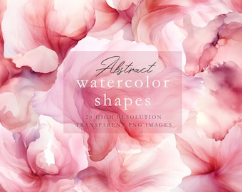 Aquarel vormen clipart, abstracte aquarel, aquarel vormen, vintage roze, roos, lagen, stof, geschilderd, bloemblaadjes, vloeiend, DOWNLOAD