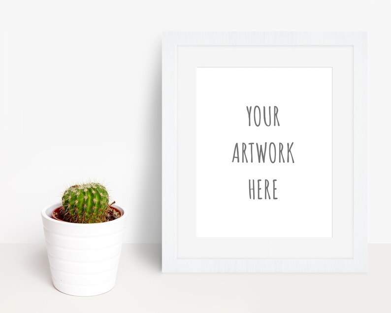 white bright photography mockup cactus 8 x 10 inches plant frame mockup art mockup Etsy listing Minimalist mockup DOWNLOAD clean