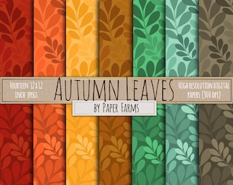 Fall leaves digital paper, leaf digital paper, fall leaves scrapbook paper, autumn leaves, scrapbook paper, digital paper, INSTANT DOWNLOAD