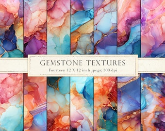 Gemstone textures, gemstone backgrounds, digital images, digital paper, rainbow crystal, precious stones, scrapbook paper, DIGITAL DOWNLOAD