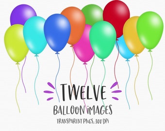 Balloon clipart, balloons, illustrations, rainbow, colorful, clipart, clip art, birthday, digital, printable, transparent, INSTANT DOWNLOAD