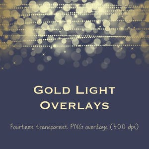 Gold light clipart, gold string lights clipart, gold light overlays, gold bokeh, gold fairy lights, metallic light, metallic bokeh, DOWNLOAD image 2