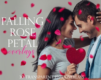 Rosenbladsöverlägg, Alla hjärtans dag-överlägg, photoshop-överlägg, fallande rosenblad, blommor, rosor, Alla hjärtans dag, överlägg, rött, LADDA NER