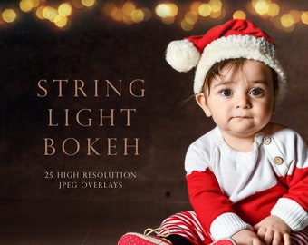 Bokeh string lights, bokeh fairy lights, Photoshop overlays, Christmas lights, gold lights, patio lights, bokeh, overlay, overlays, DOWNLOAD
