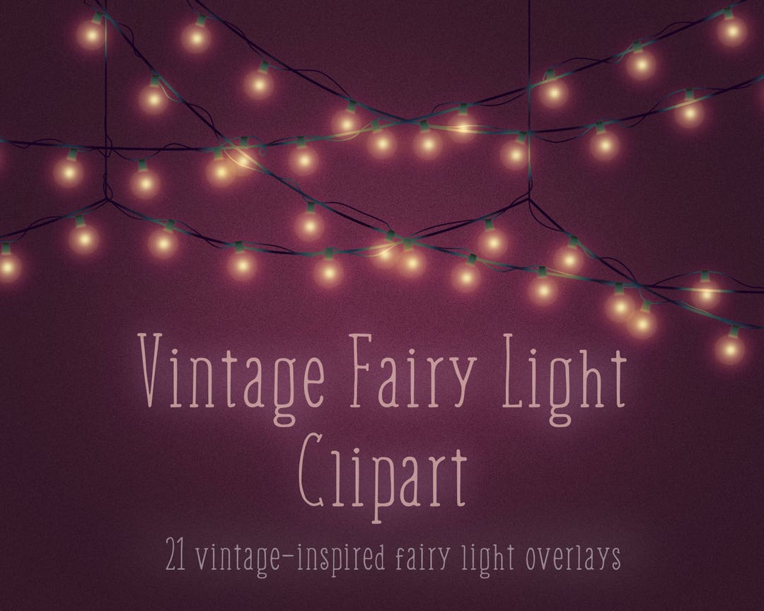 Vintage Fairy Lights, Vintage Christmas Lights, Clipart, Overlays