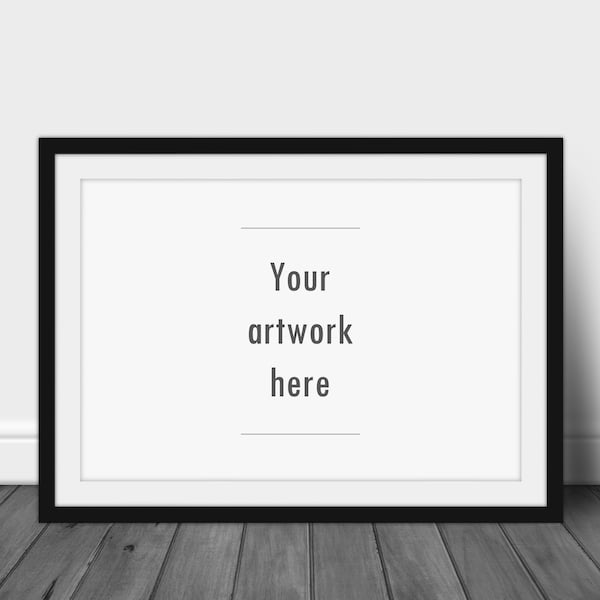 Horizontal frame mockup, 19 x 13, narrow, black frame mockup, poster mockup, Etsy listing, mock-up, digital frame, grey room, gray, DOWNLOAD