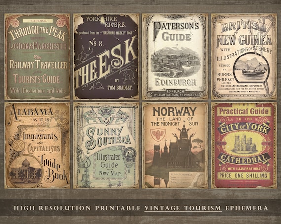 Vintage tourism junk journal, vintage, tourist posters, atc cards, travel cards, travel posters, scrapbook, printable, railway, DOWNLOAD